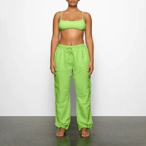 NWT Skims Neon Green Cargo Cover Up Pants 4X Y2K Sheer Cotton Lounge Beach Pool